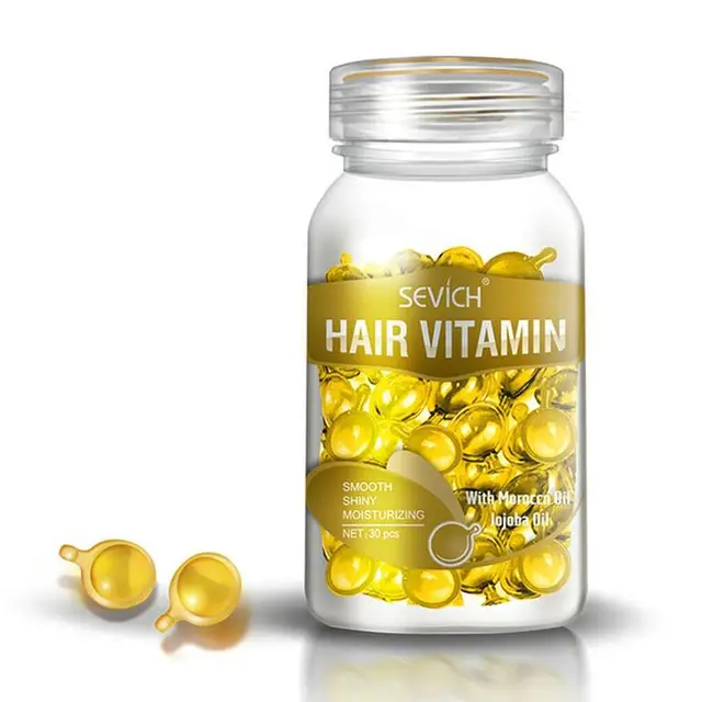 Smooth Silky Hair Vitamin Capsule Keratin Complex Oil Repair Care Serum Anti Hair Hair Hair Oil Damaged Loss Moroccan T4B6 yellow