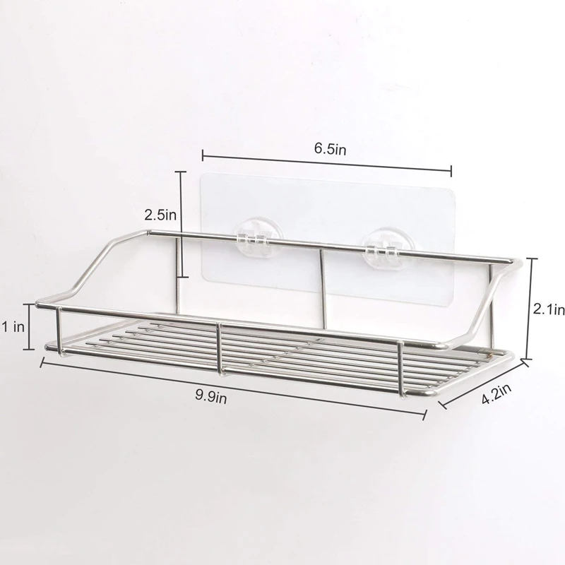 

Bathroom Shelf, Wall Mounted Shower Caddy Traceless Adhesive, No Drilling Storage Organizer Rack Stainless Steel Kitchen, Bath