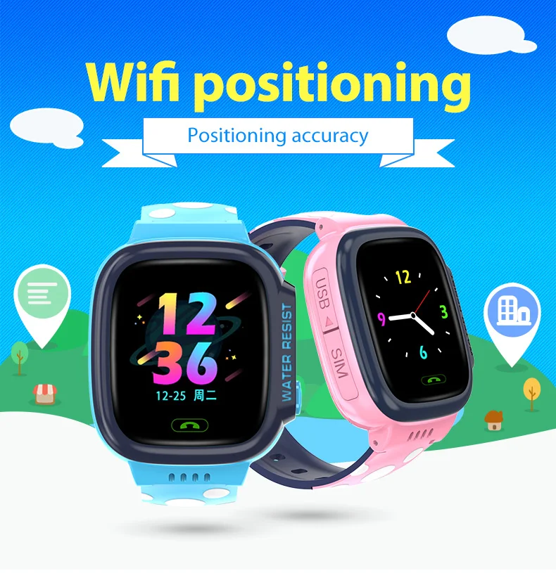 Y92 Childre's Smart Watch 1.44 Inch Screen WiFi Positioning GPS Waterproof Photo Music SOS Call Anti-Lost Watch Children Clock
