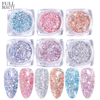 

6Box Nail Glitter Powder Silver Powder Mirror Polishing Flakes Sequins for Nails Chrome Pigment Manicure Decorations CH1539-07