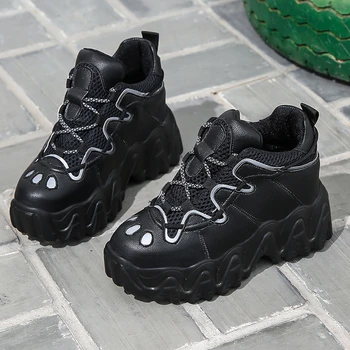 

Women Platform Chunky Sneakers 7cm High Heel Casual Vulcanize Shoes Luxury Designer Dad Shoes Female Fashion Sneakers 2020