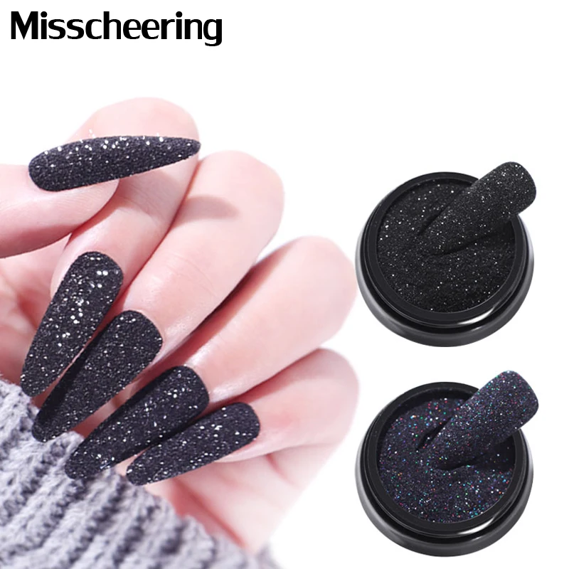 

1Box Black White Nail Glitter Powders Shining Sugar Nail Glitters Laser Pigment Dust Holo UV Gel Polish DIY Nail Art Decorations