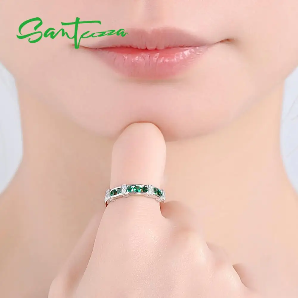 SANTUZZA серебряное кольцо для женщин, 925 пробы, серебряное модное круглое кольцо для женщин, кольцо с кубическим цирконием, вечерние ювелирные изделия