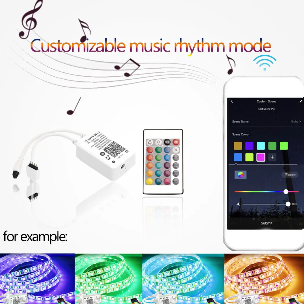 music WiFi smart 12V 24 KeysLED IR RGB Controler Wireless IR Remote Control Music Sound Controller for 3528 5630 5050 RGB LED Strip Lights - Цвет: music WiFi smart