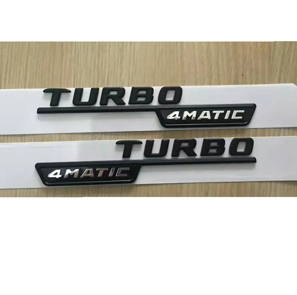 

2pcs Flat Black for TURBO 4MATIC Letters Emblem Badge Emblems for Mercedes AMG