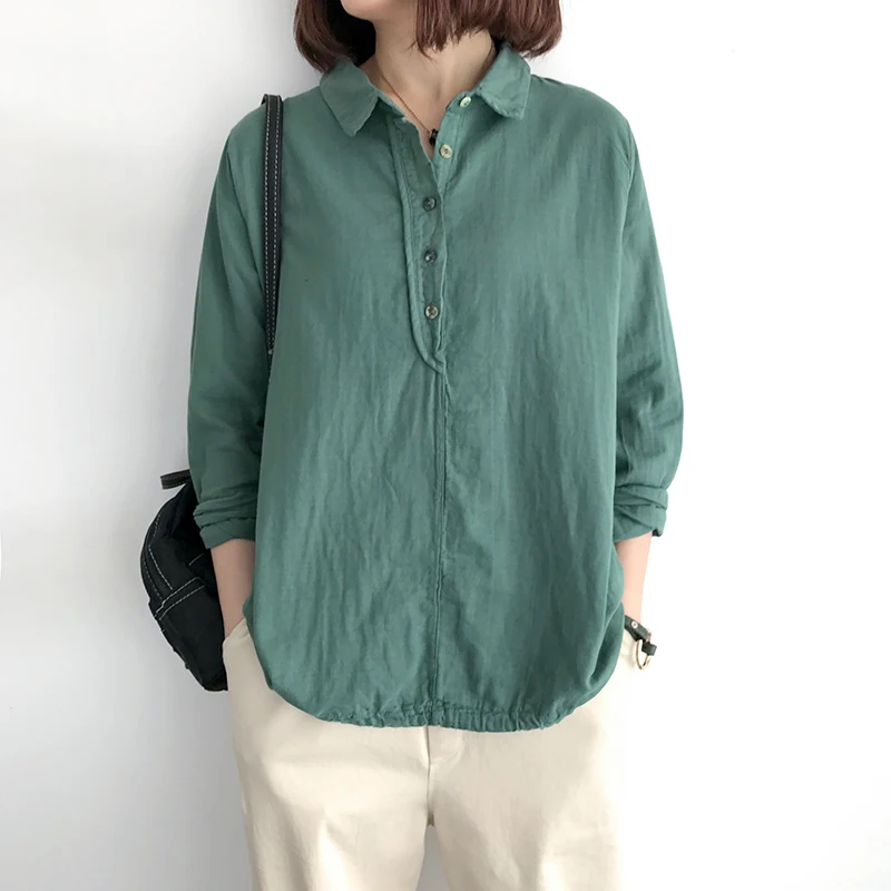 New Arrival Spring Arts Style Women Long Sleeve Loose Shirts All-matched Casual Cotton Linen Solid Blouse Ladies Tops S662 New Arrival Spring Arts Style Women Long Sleeve Loose Shirts All-matched Casual Cotton Linen Solid Blouse Ladies Tops S662