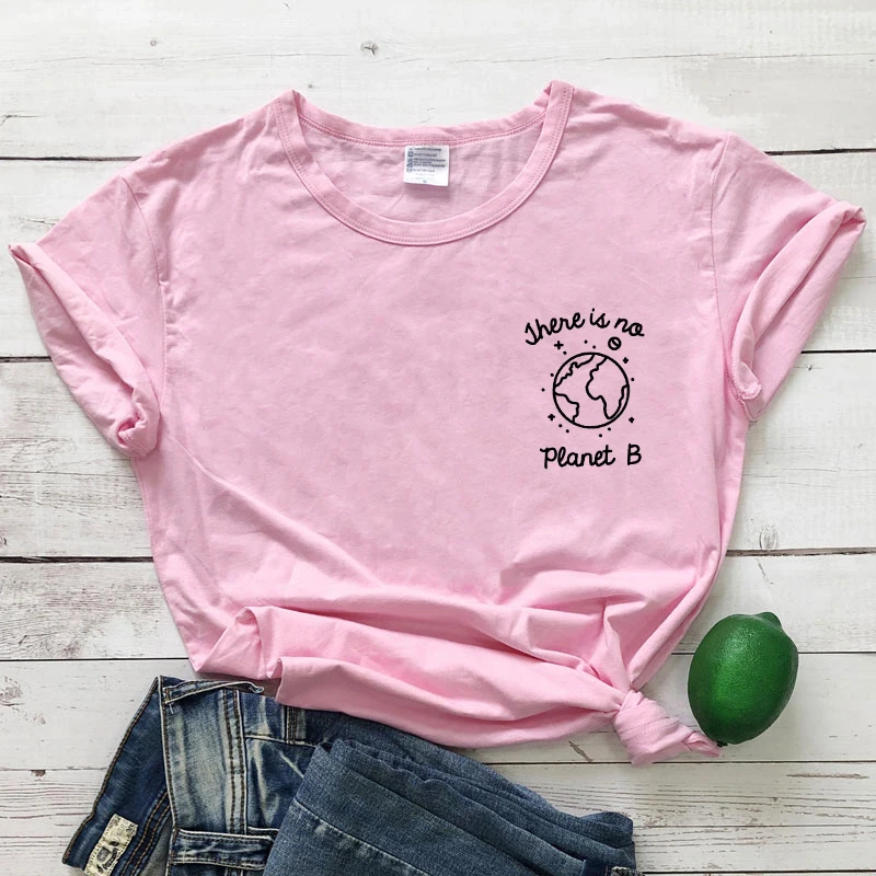 Стильная летняя футболка с принтом «Нет планеты в», этическая женская футболка с круглым вырезом и надписью размера плюс