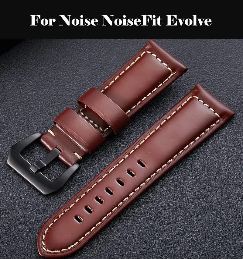 

Watchband Soft Calf Genuine Leather Watch Strap 18mm 20mm 22mm 24mm Watch Band Wristband For Noise NoiseFit Evolve