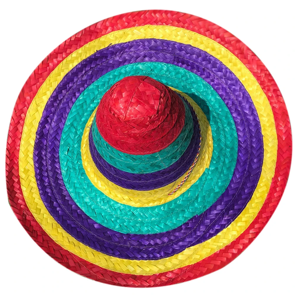 Men Women Outdoor Colorful Edges Gift All Seasons Mexican Style Straw Hats Decorative Wide Brim Kids Random Color Party Supplies | Дом и сад