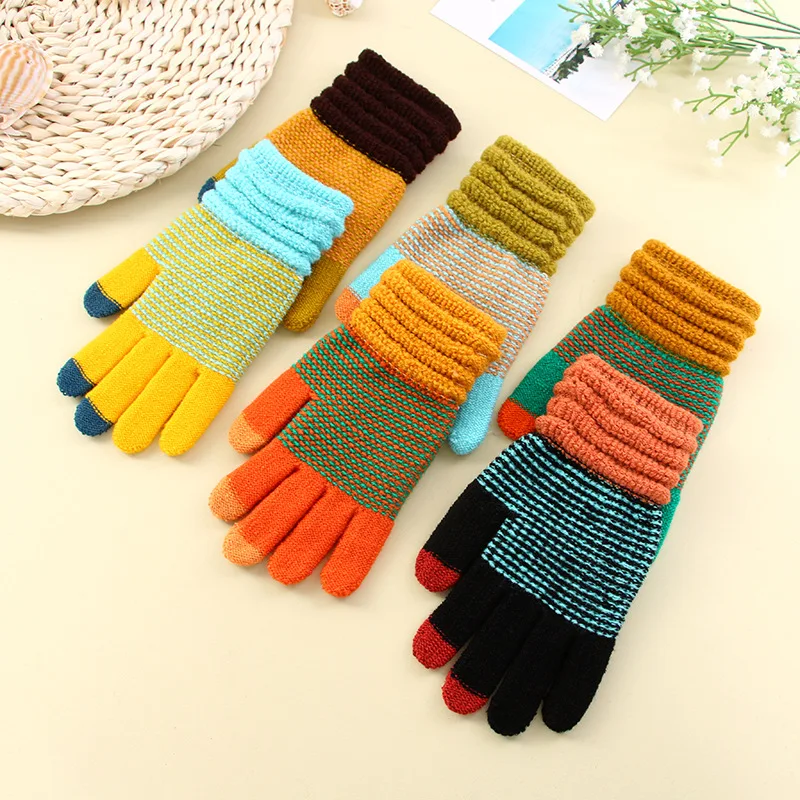 Women's Cashmere Knitted Winter Gloves Touch Screen Skiing