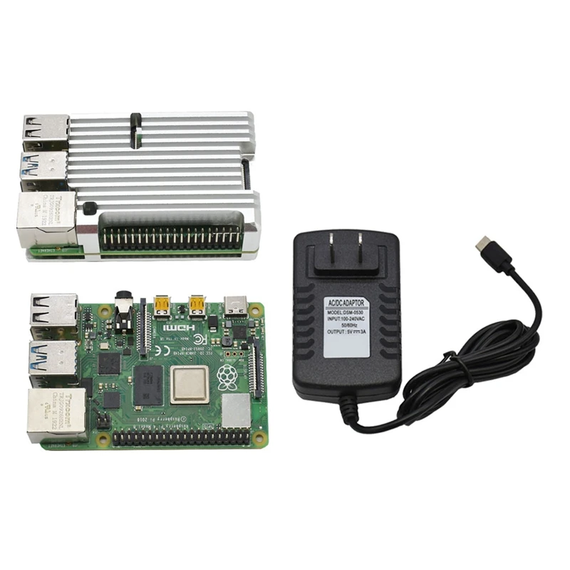Для Raspberry Pi 4B 2G Оперативная память DIY Kit Поддержка 2,4/5,0 ГГц WI-FI Bluetooth 5,0 с Алюминий CNC сплав защитные Серебряный чехол 5V 3A