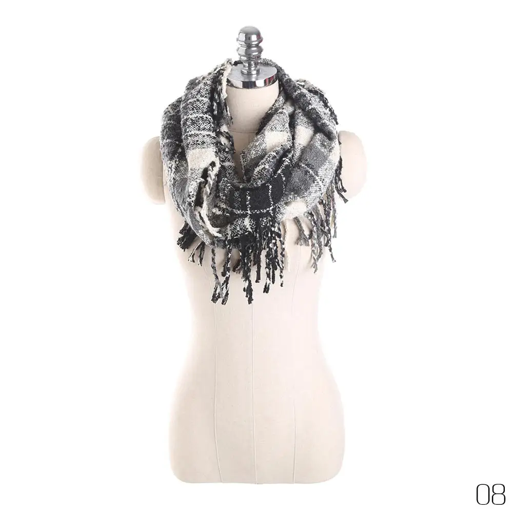 Febelle Winter Women Scarf Cashmere Knitted Snood Scarf Warm Sarf Infinity Scarves Neck Circle Ring Scarf for Girls - Цвет: 8