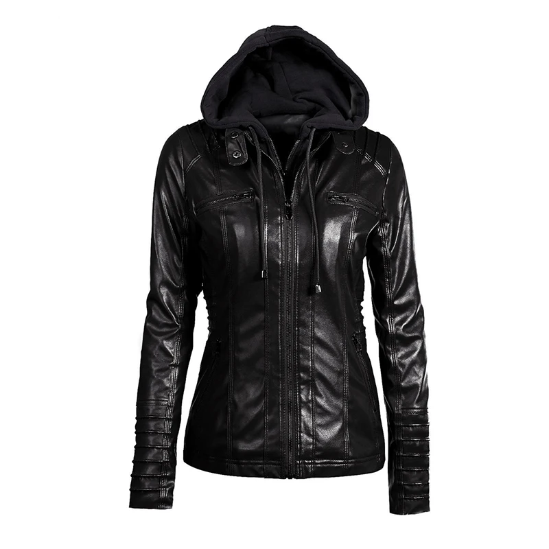 Готическая куртка из искусственной кожи женские толстовки зимняя Осенняя мотоциклетная куртка черная верхняя одежда кожаная куртка из искусственной кожи зимнее пальто
