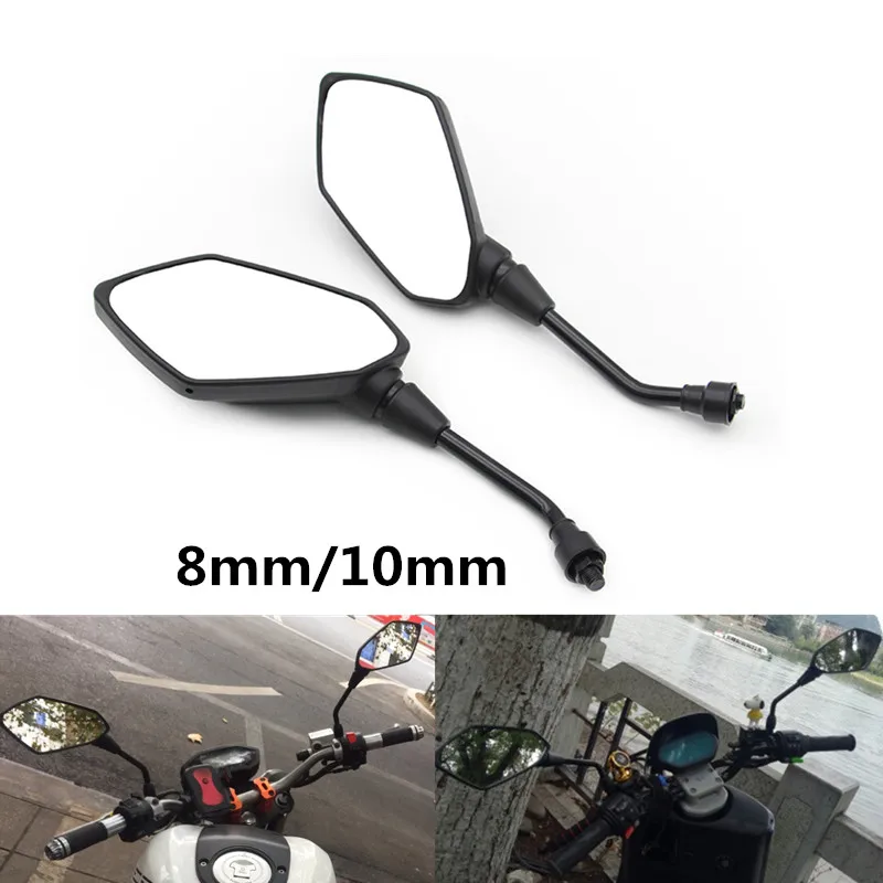 Universal 2Pcs Motorcycle Big Size Rear View Mirror Black Motorcycle Motorbike Chrome Scooter Rearview Rear View Side Mirror