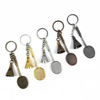 

FREE shipping by FEDEX 100pcs/lot New Cheap Metal Badminton Keychains Mini Badminton Racket Keyrings Badminton Key Chains Gifts