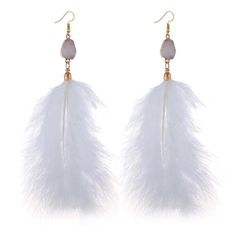 Модные эффектные сережки с кисточками Boho для женщин серьги из перьев модные ювелирные изделия Аксессуары для ушей