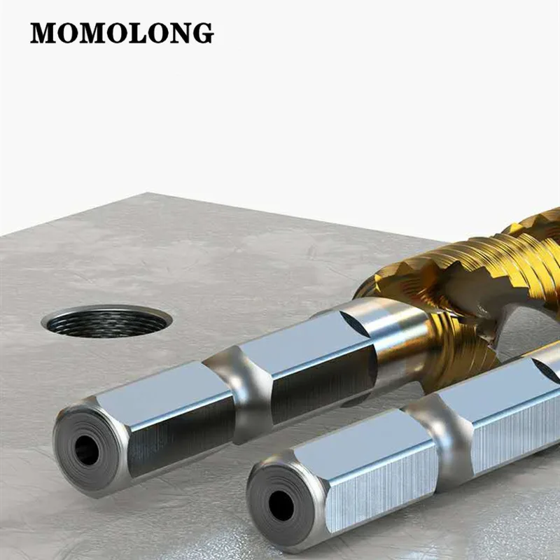 M3 M4 M5 M6 M8 M10 Tap Drill Bits 1/4 Hex Shank Machine Hand Taps Titanium Coated HSS Drilling Tap Bits Thread Screw Tools