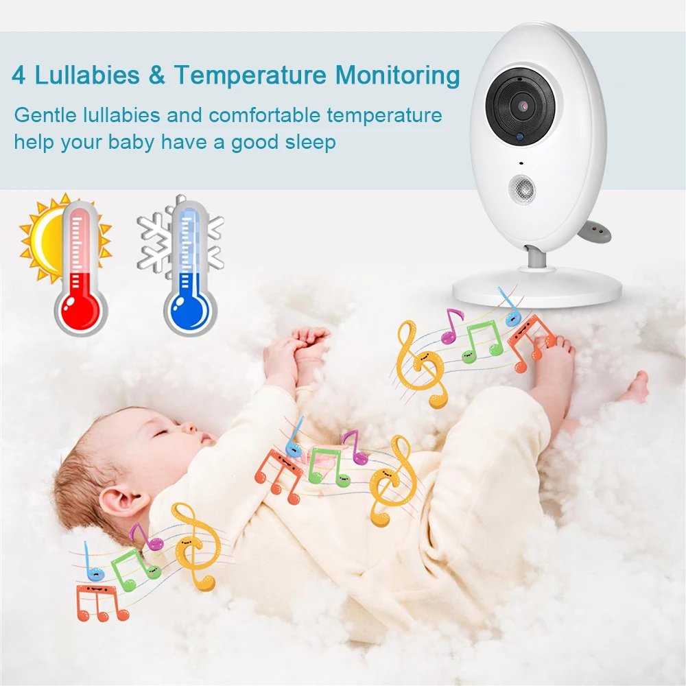 

2.4GHz Wireless Digital Video Baby Monitor with 4 Lullabies Baby Portable Digital Audio Sensitive Transmission Two Way Cry Voice