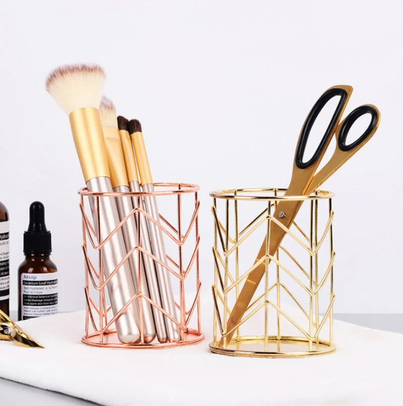 2 Colors Makeup Storage Box Cylindrical Case Storage Lipstick Brush Pen Holder Organizer Iron