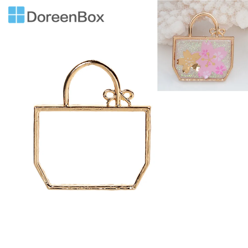 Doreen Box Cute Hollow Bag Shape Pendants Casual Zinc Based Alloy Open Back Bezel Accessories For DIY Resin 1 Piece | Украшения и