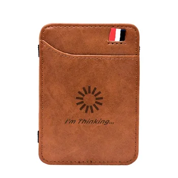 

Unique I Am Think Design Leather Magic Wallets Mini Men Money Clips Card Holder Purse Gift