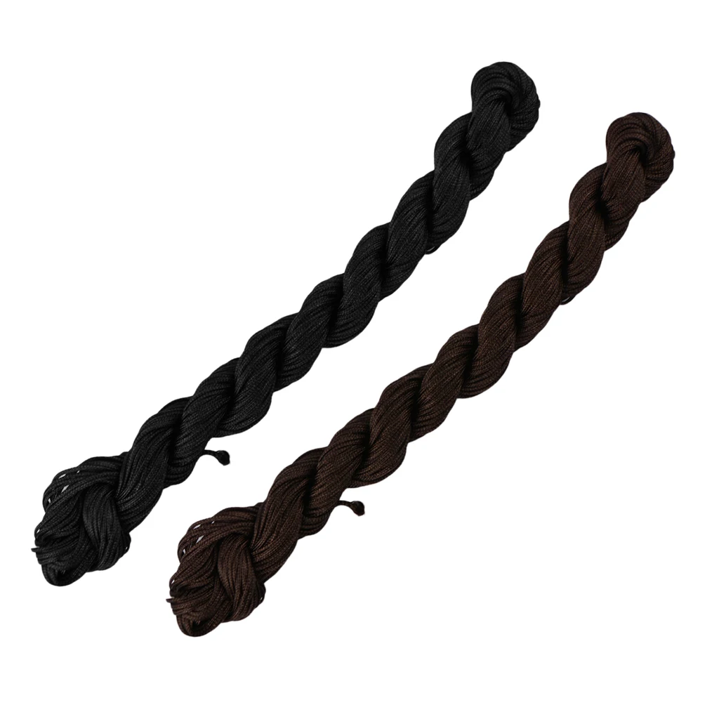 60m 1mm Braided Cord Chinese Knotting Macrame Cord String Brown & Black