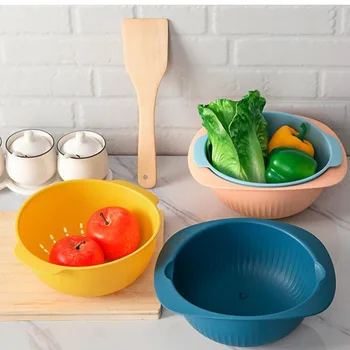 

2Pcs/Pack Kitchen Drain Basket Home Artifact Room Fruit Dish Simple Fashion Practical Creative Storage Basket