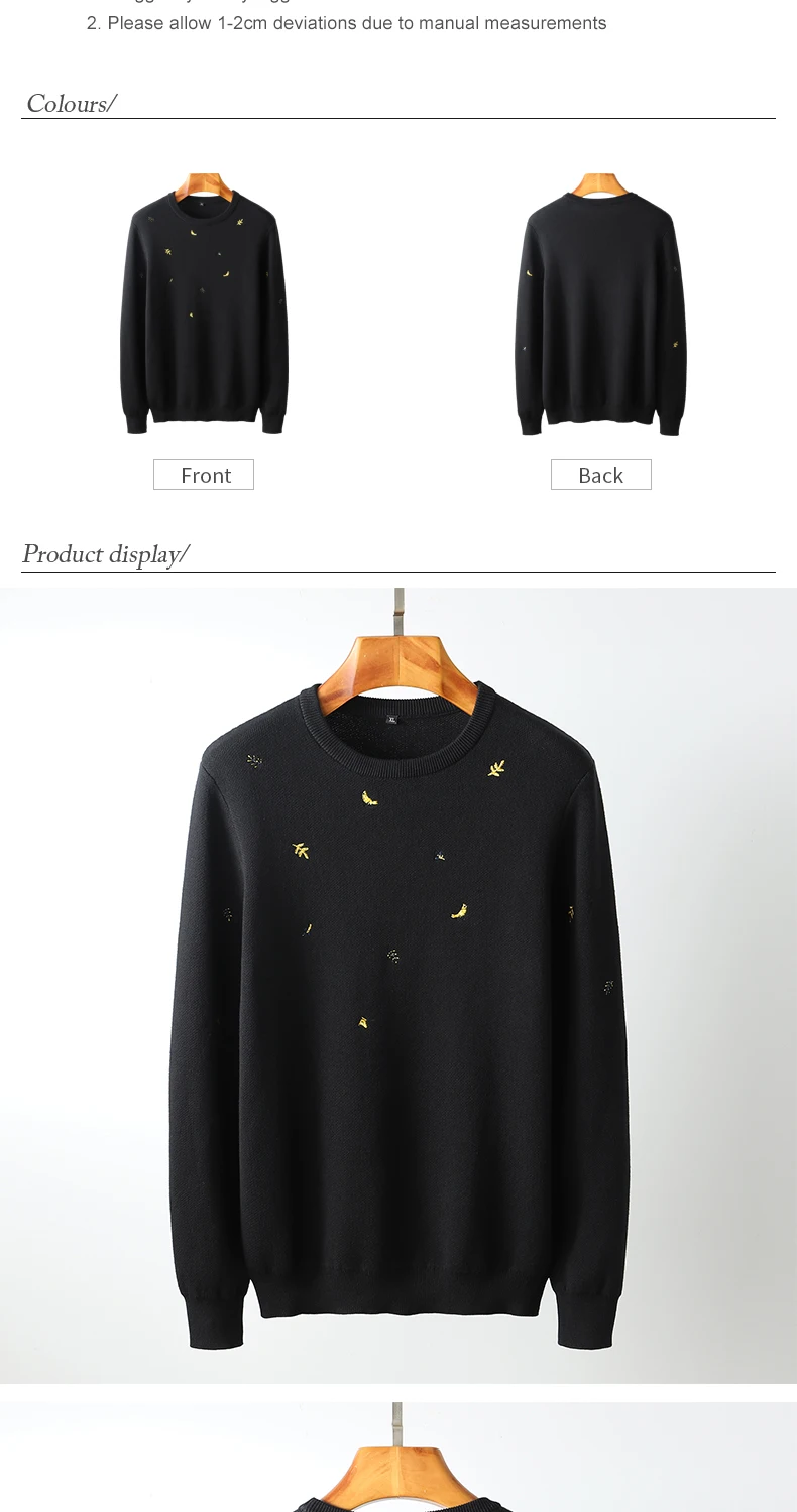 Y&CHIC осень и зима мужской толстый длинный рукав вышивка хлопок Crewneck пуловер свитер