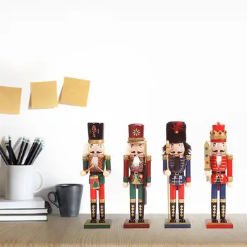 

4PCS/Set Wooden Nutcracker Soldier Miniature Figurines Vintage Handcraft Puppet New Year Christmas Ornaments Home Decor