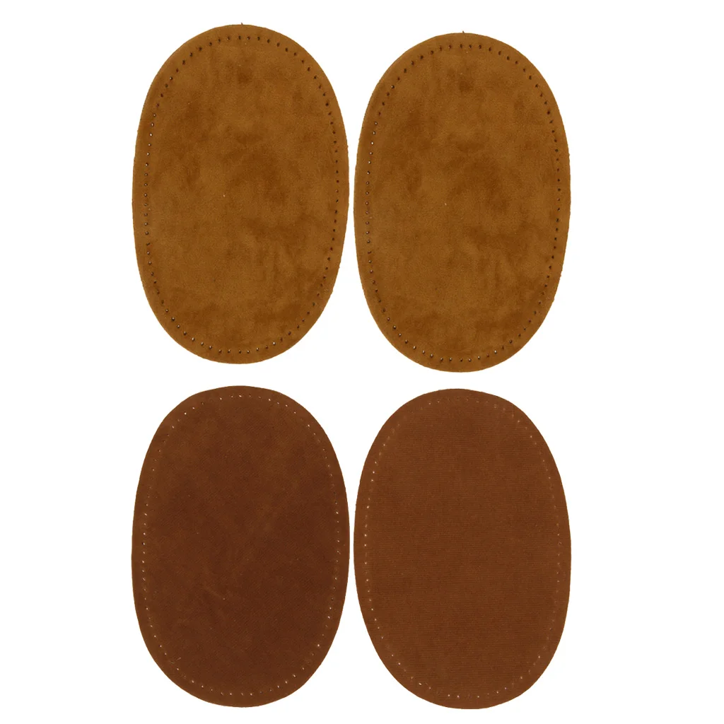 2 Colors Pairs Sew-On Suede Oval Elbow Knee Patches for Sweater Pants Repair Craft