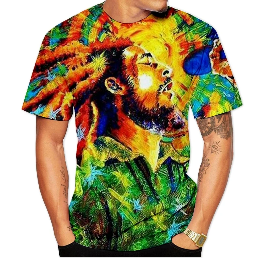 Стильная футболка BOB MARLEY с 3D принтом Мужская/женская летняя повседневная Уличная
