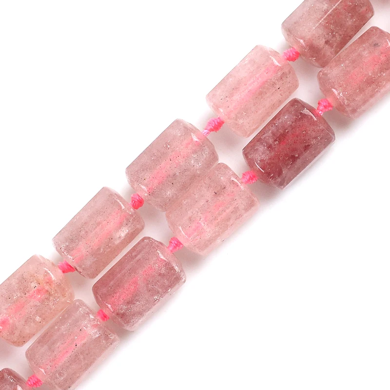 

Natural Light Strawberry Crystals Beads Cylinder Loose Beads for Jewelry Making DIY Charms Bracelet