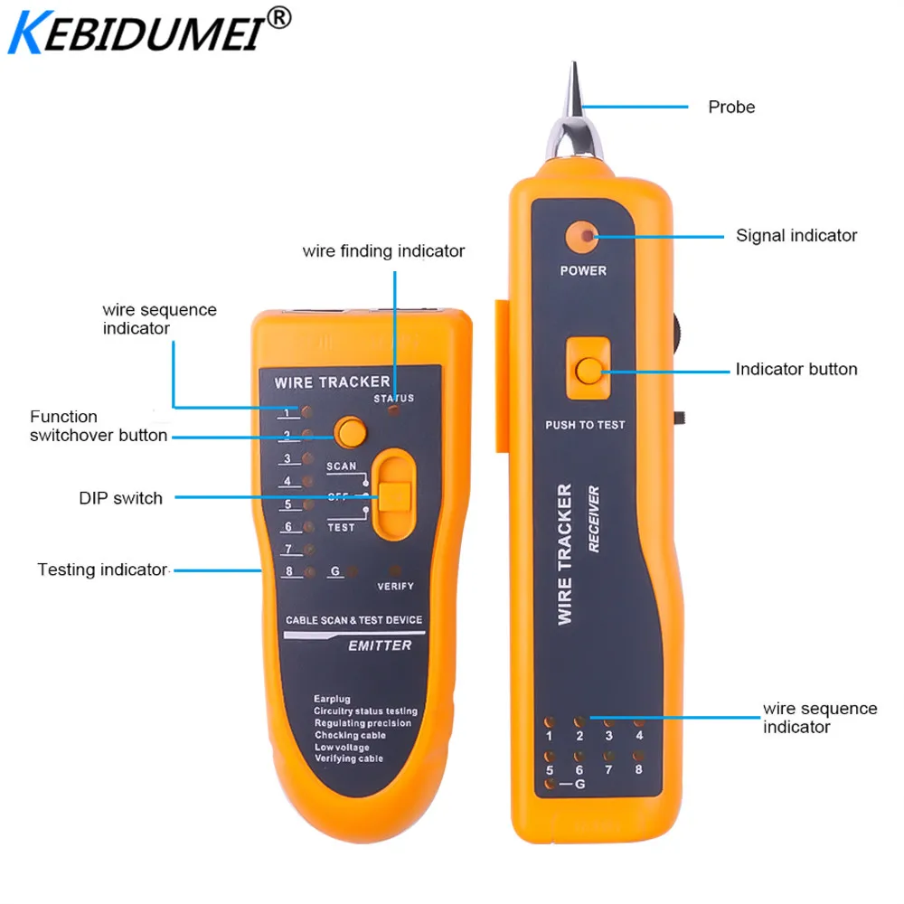 

HOT Network Cable Tester Detector RJ11 RJ45 Cat5 Cat6 Telephone Wire Tracker Tracer Toner Ethernet LAN Line-Finder Tool
