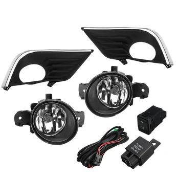 

DHBH-Car Front Bumper Fog Light Lamp Grille Cover with Wire Switch for Nissan Altima 2016+