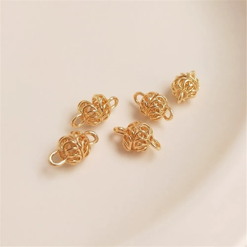 

14K Gold Plated lantern beads pendant accessories double hanging beads diy handmade earrings bracelet material