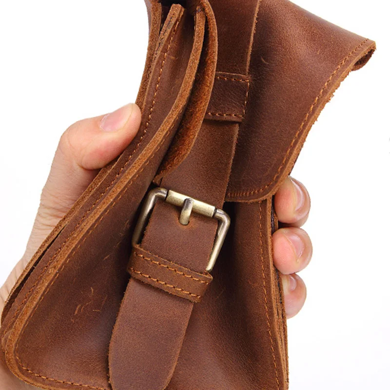 MISFITS Leather Men's Pocket Travel Small Pocket Belt Mobile Phone Bag Retro Mountaineering Bag