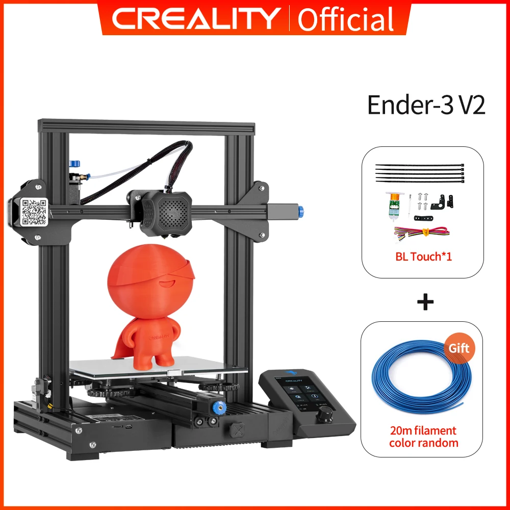 CREALITY 3D Ender-3 V2 Mainboard With Silent TMC2208 Stepper Drivers New UI&4.3 Inch Color Lcd Carborundum Glass Bed 3D Printer 