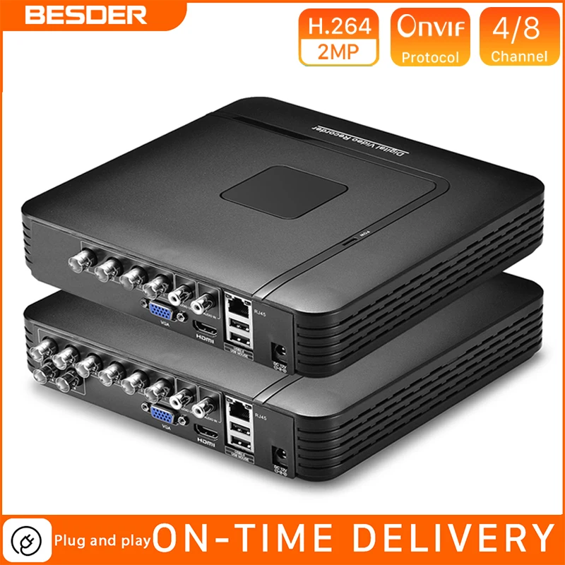 BESDER AHD DVR 1080N 4CH 8CH CCTV Мини для Kit VGA HDMI система безопасности мини NVR IP камеры цифровой