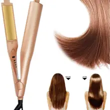 2 в 1 ролик магия выпрямитель для волос и щипцы для завивки волос палочка утюжок для укладки волос Выпрямитель 3D вогнуто-выпуклая Титан пластина