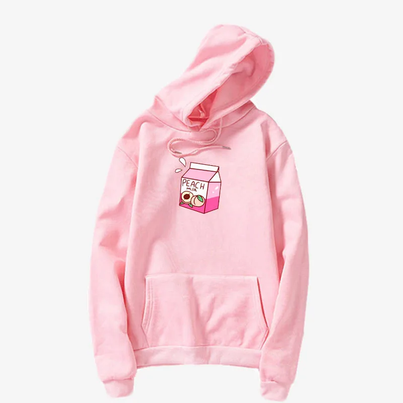 Женская толстовка Kawaii корейский стиль клубника напиток черные толстовки свободный свитер пуловер с капюшоном милые женские толстовки - Цвет: hoodies 11
