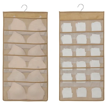 

Over The Door Bra Underwear Socks Clear Storage Bag Hanging Wardrobe Organiser