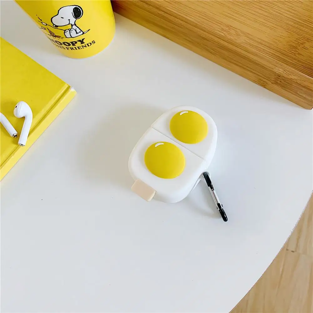 

cute 3D cartoon Anti-fall Double egg yolk Silicone Earphone Case For Apple new AirPods 1/2 Wireless bluetooth Headset cover