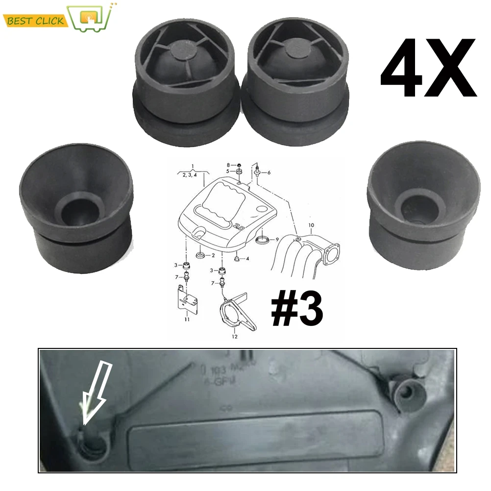 4Pcs Engine Cover Grommet Rubber Buffer Bumper Grommet Mounting Stop