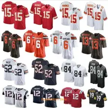 Вождей в Ирландском стиле Mahomes картофельных оладий Бейкер Mayfield Том Брэди одежды в стиле Odell Бекхэм Jr медведи Халил Mack 100th Antonio коричневые, для футбола Майки