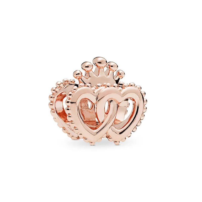 Rose Gold 22 Boosbiy, 2 шт., розовое золото, Лев, корона, любовь, сердце, подвеска, шарм, Подходит для Pandora, браслеты и ожерелья для женщин, ювелирные изделия, аксессуары - Цвет: Rose Gold 22