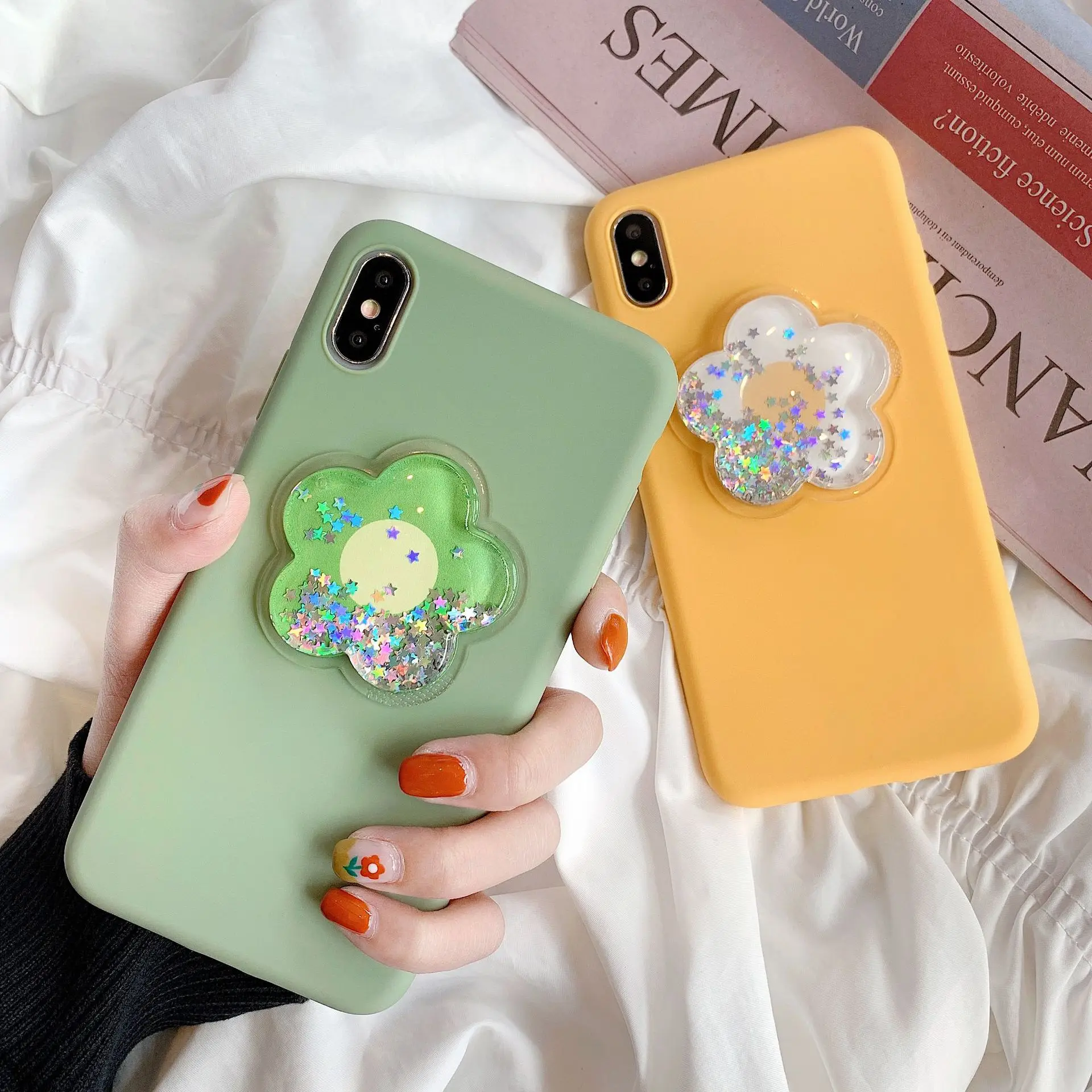 Glitter Sequin Flower Candy Color 3D Phone case silicone cover for iPhone X XR XS Max coque 7 6s 6 8 plus shell | Мобильные телефоны