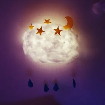 

Includes LED 2 meters warm white light star section moon section feather raindrop section DIY cloud cotton creative lamp