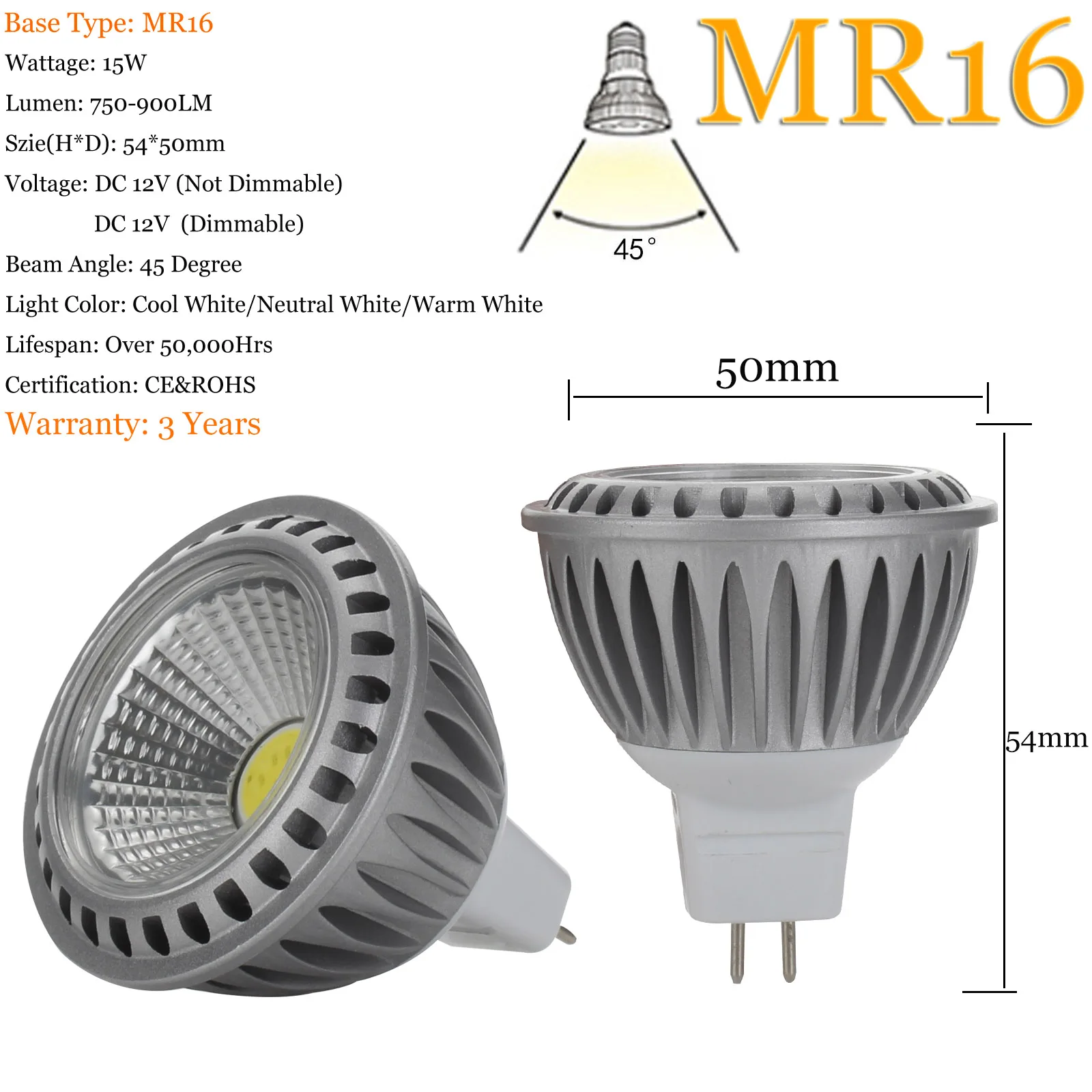 arkiv lidenskabelig Biprodukt 5Pcs Dimmable COB LED Spot Light Bulbs E27 GU10 MR16 15W 110V/220V/12V  Spotlights Lamps Bombilla Ampoule for Home Bedroom Decor