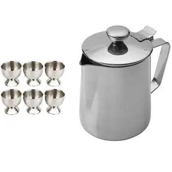 

1 Pcs Pull Flower Espresso Frothers Frothing Garland Cup Cooker & 6 Pcs Egg Cup Tray Soft Boiled Egg Cup Holder