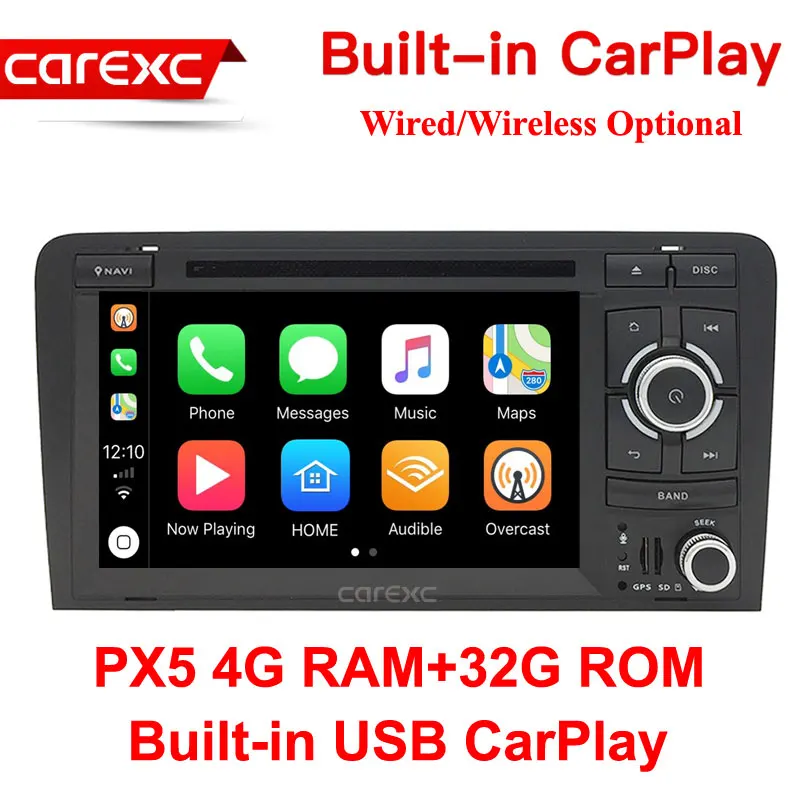 CarExc Android 9,0 с беспроводной CarPlay Радио Стерео dvd-плеер gps для Audi A3 8P 2003-2012 S3 8P 2006-2012 RS3 Sportback 2011 - Цвет: PX5 32G ROM